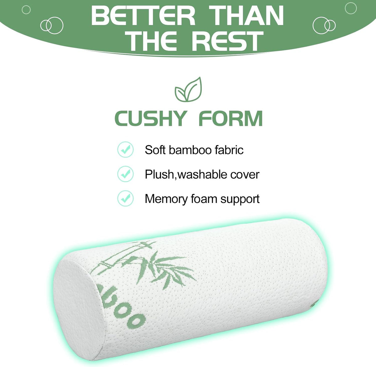 3 Pcs Memory Foam Roll Pillow Neck Bolster Cylinder Pillow, 18 x 4 Inch
