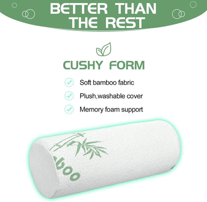 3 Pcs Memory Foam Roll Pillow Neck Bolster Cylinder Pillow, 18 x 4 Inch