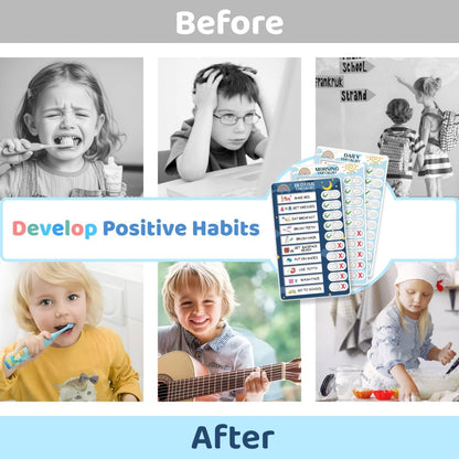 Upgraded Slider 4 in 1 Reward Chart for Kids, Reusable Bedtime/Morning/Daily Routine Chart for Kids, Magnetic Chore Chart for Kids Toddlers, Sticker Chart for Kids Behavior Chart for Kids at Home