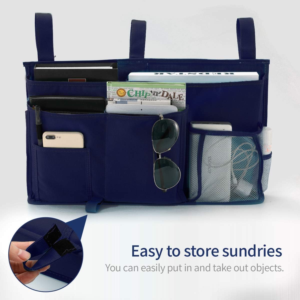 Bseash Bunk Bed Organizer, Bedside Caddy Hanging Bed Organizer Storage Bag 8 Pockets, for College Dorm Rooms Bed, Hospital Bed, Baby Bed Rails, 600D Oxford Cloth