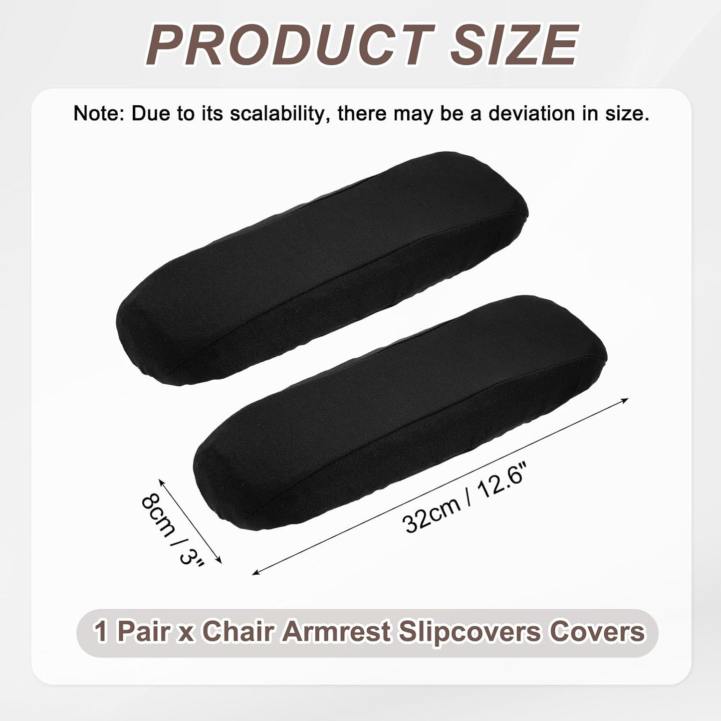 uxcell Chair Armrest Slipcovers Covers, 32 x 8cm Polyester Removable Seat Hand Rest Protector for Office Chairs Desk Chair(Dark Gray)