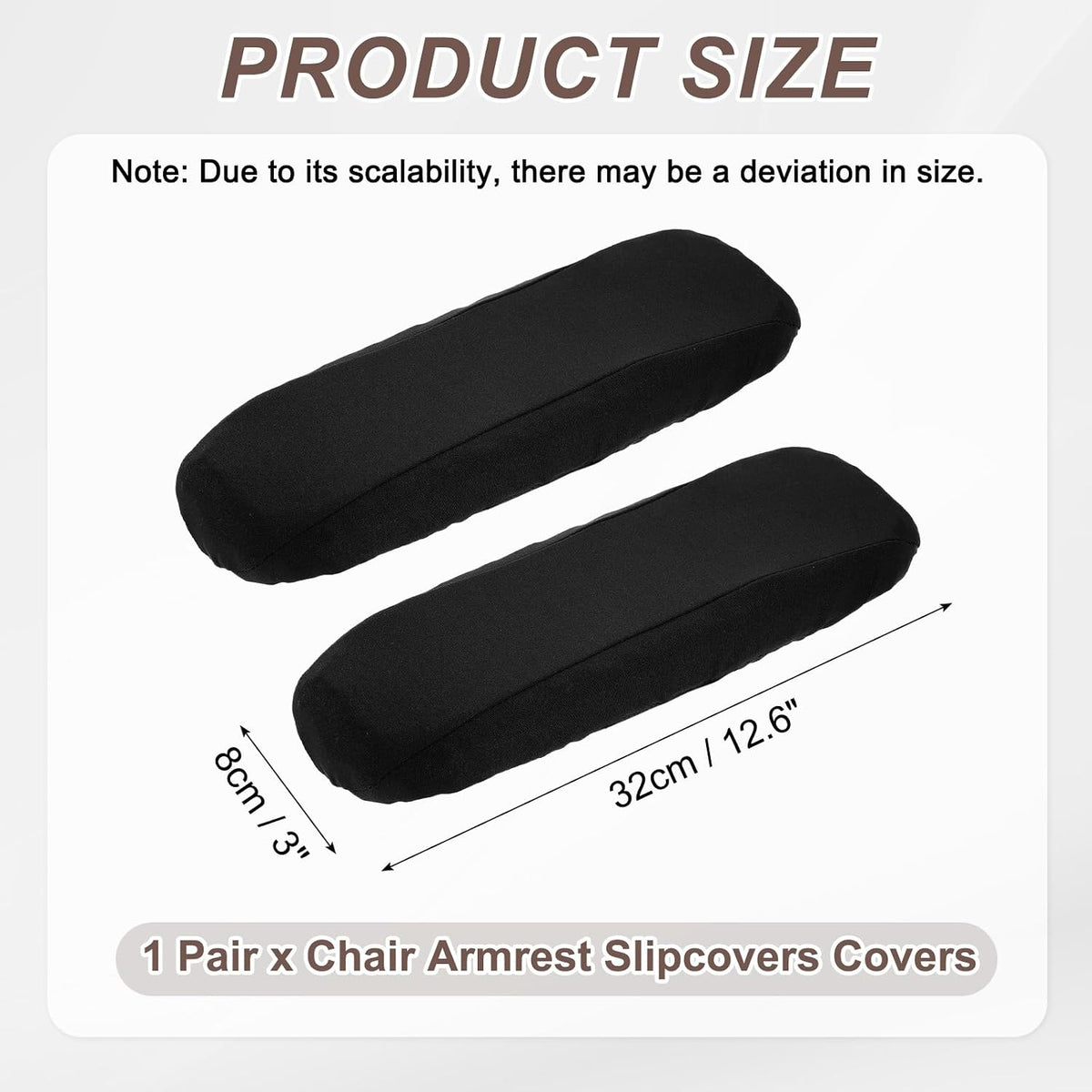 uxcell Chair Armrest Slipcovers Covers, 32 x 8cm Polyester Removable Seat Hand Rest Protector for Office Chairs Desk Chair(Dark Gray)