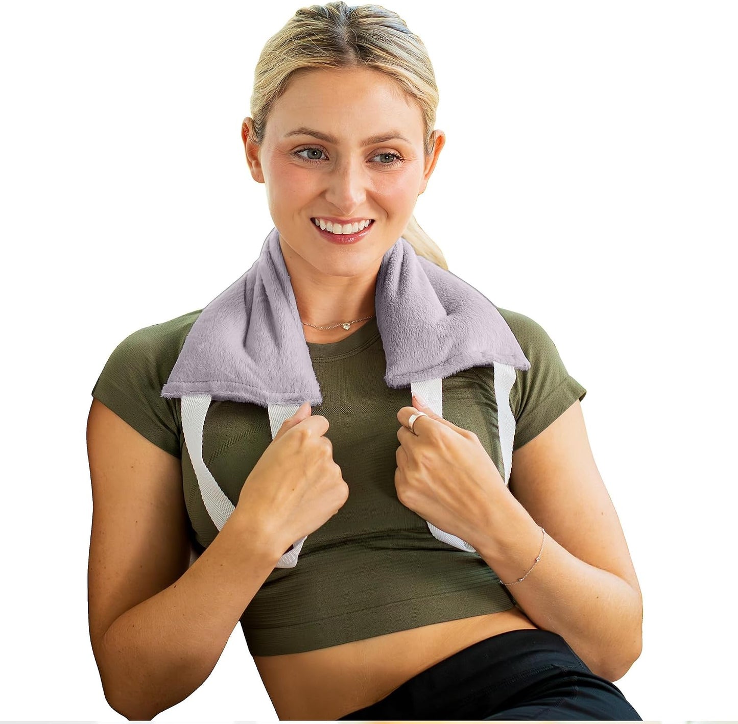 Bed Buddy Hot and Cold Neck Wrap, Microwavable Heating Pad & Cold Pack for Neck, Sore Muscles - Moist Heat Therapy Wrap, Grey, Unscented