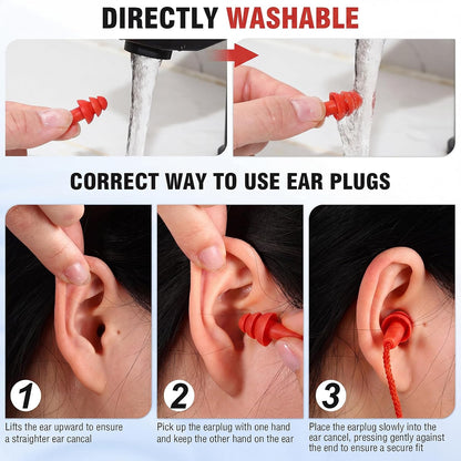 Tondiamo 200 Pairs Ear Plug Bulk with Cord Reusable Silicone, Fresh