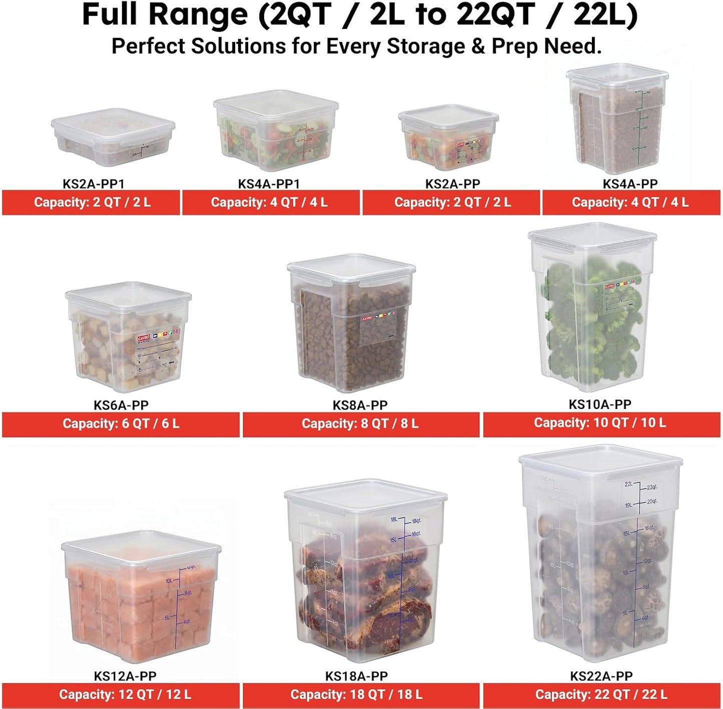 2 Pack 18 QT BPA-Free Translucent Polypropylene Airtight Food Storage Containers, Labeling Area, Stackable Bulk Storage for Flour, Rice, Sugar & Pet Food