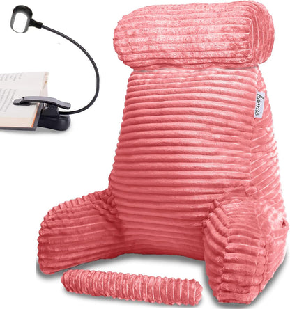 Homie Reading Pillow with Reading Light and Wrist Support, Has Arm Rests, and Back Support for Bed Rest, Lounging, Reading, Working on Laptop, Watching TV (Gray)