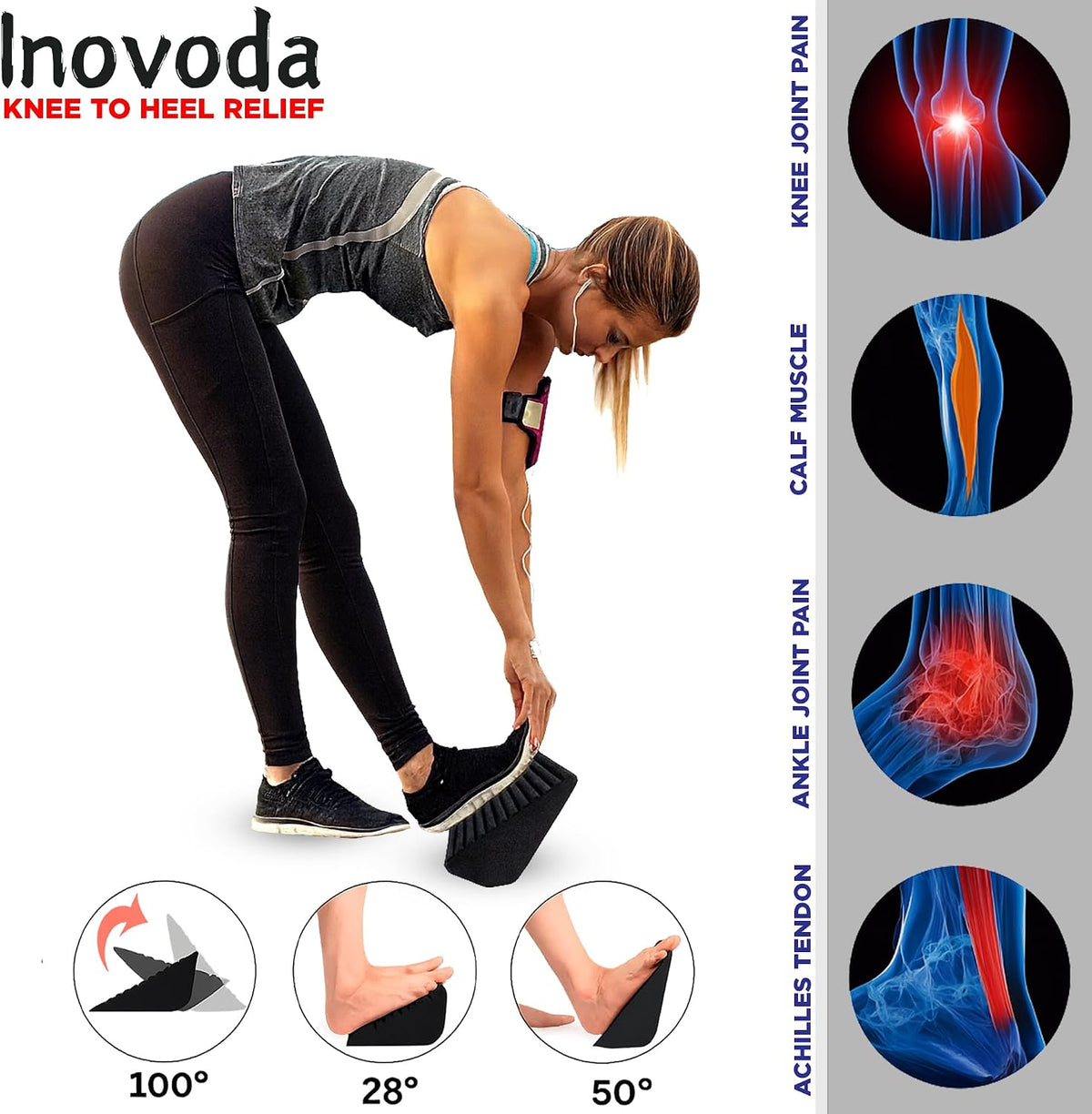Calf Stretch Board I Slant Board For Calf Stretching & Calf Raise Block for Relief of Plantar Fasciitis, Achilles Tendonitis & Calf Tightness | Calf Stretcher with 5 Resistance Bands & Carry Bag I Ankle Balance Board & Ankle Exerciser Strengthener