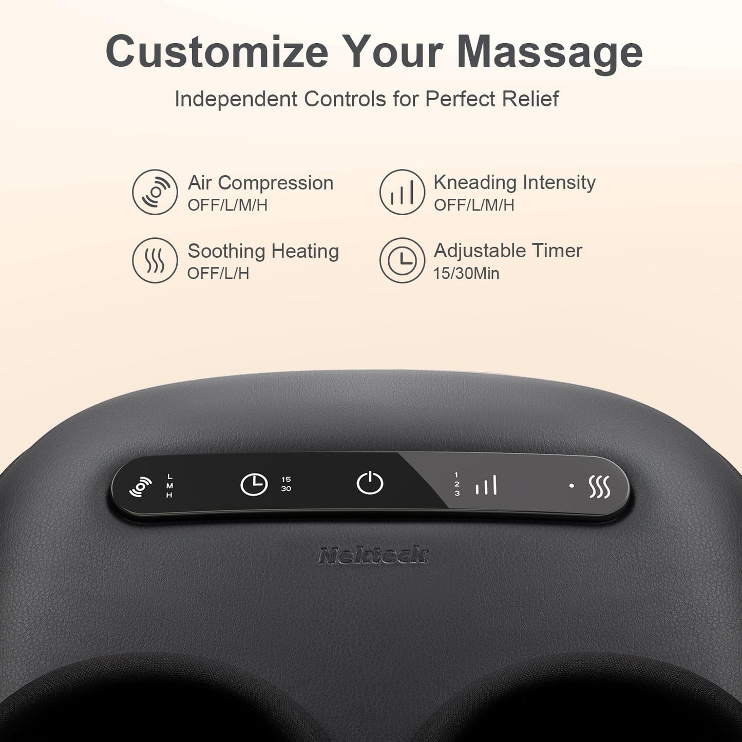 Nekteck Foot Massager with Heat [2026 Upgraded] for Circulation Neuropathy | Electric Shiatsu Foot Massage Machine for Plantar Fasciitis, 3 Intensity Levels, FSA Eligible Gifts for Men & Women