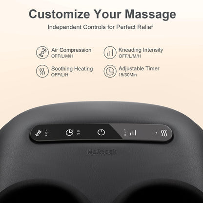 Nekteck Foot Massager with Heat [2026 Upgraded] for Circulation Neuropathy | Electric Shiatsu Foot Massage Machine for Plantar Fasciitis, 3 Intensity Levels, FSA Eligible Gifts for Men & Women