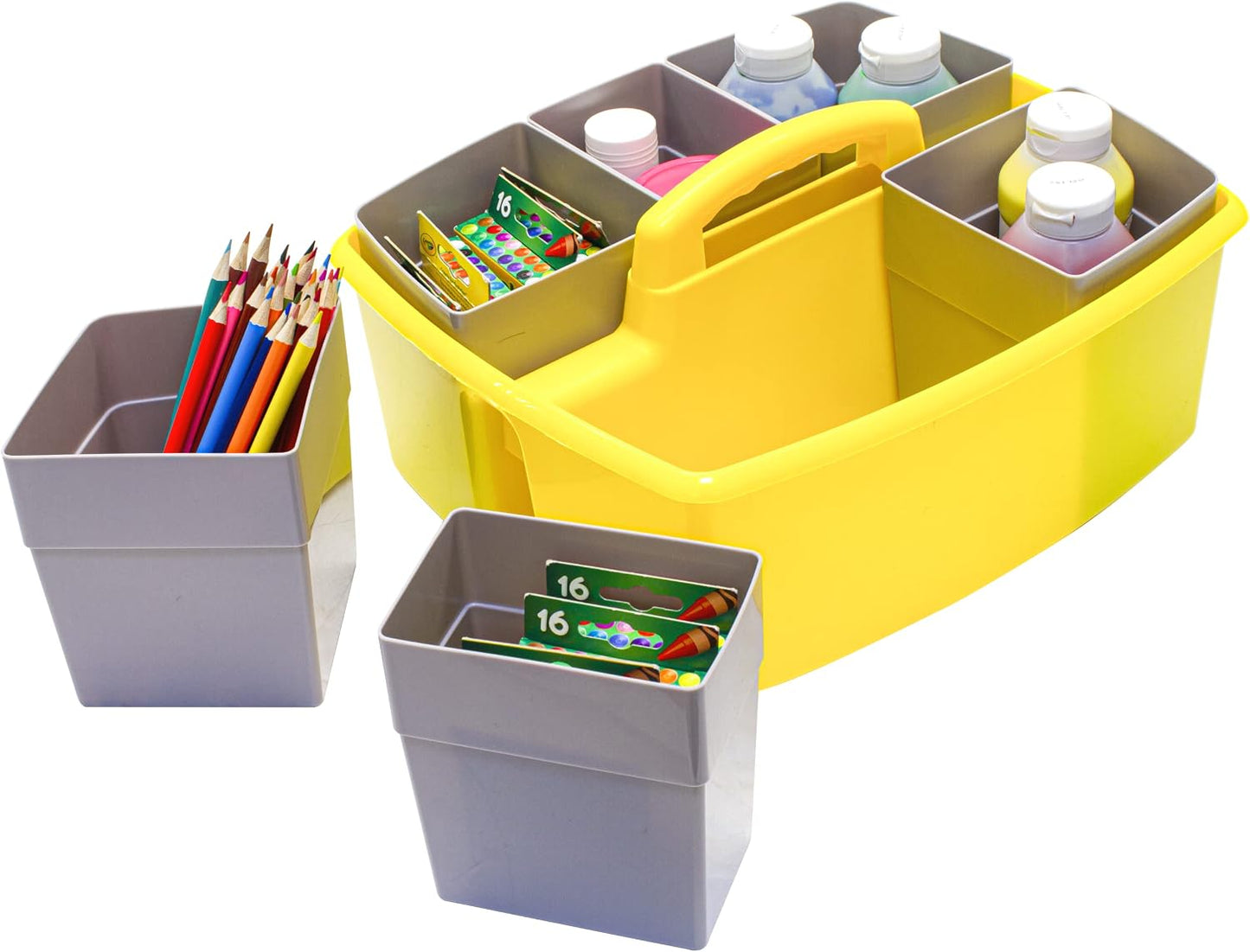Storex 2-Compartment Large Cleaning Caddy – Multipurpose Supply Organizer with Handle - Black, 1-Pack (00973A06C)