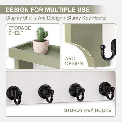 Key and Mail Holder Wall Mount, Mail Organizer with 5 Key Hooks | Key Holder with Shelf, Key Holder for Coat, Dog Leash, Home Decor Rack, Entry Way Organizer