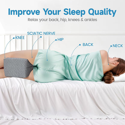 SweetSlubr Memory Foam Knee Pillow for Side Sleepers, Leg Pillow, White | Support Leg Pillows for Side Sleeping Soothing Relief, Smooth Spine Alignment Pillow for Hip, Sciatica, Knee, Joints Pain