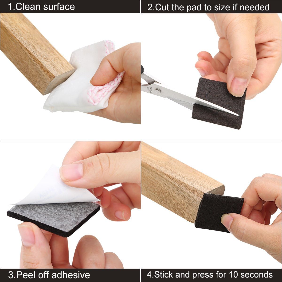 Felt Furniture Pads 300 Pieces, Furniture Pads for Hardwood Floors Black | Self-adhesive felt pads prevent scratches and noise, ideal for chair legs, suitable for hardwood floors and indoor furniture