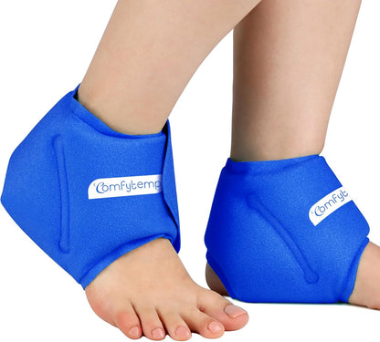 Comfytemp Ankle Ice Pack Wrap for Plantar Fasciitis, Swelling, Foot Pain Relief, FSA Eligible HSA, Gel Packs for Injuries Reusable, Hot Cold Compress for Achilles Tendonitis, Sprained Ankles, 2 Packs