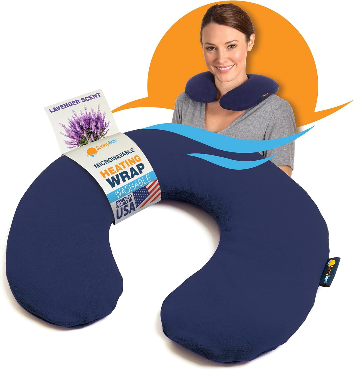 SunnyBay Microwavable Heating Pad, Neck Pillow, Flaxseed Fill, 2.5 lb, Navy