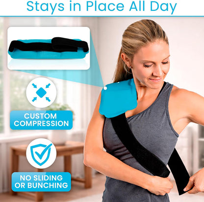 Arctic Flex Reusable Hot & Cold Gel Ice Pack Wrap with Strap - Therapy | Injuries, Pain, Shoulder, Knee, Back, Elbow & Foot - Flexible Wrap Around Cold Pack & Compress