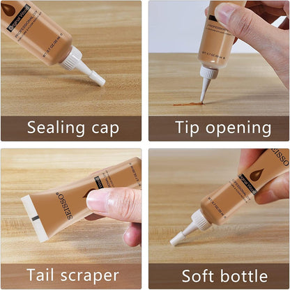 SEISSO Furniture Repair Kit - Set of 42 - Wood Repair Kit Wood Fillers, Furniture Scratch Repair Markers and Wax Sticks with Scraper, Brushes, for Scratches, Stains, Wood Floor, Laminate, Cabinet