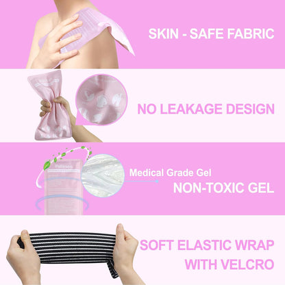 Pallesen Ice Packs for Injuries Reusable, Knee Ice Pack Wrap,Reusable Gel Hot Pack & Cold Pack Compress for Pain Relief,Rehabilitation, Flexible Therapy, for Knee, Back, Neck, Wrist, Ankle Pink