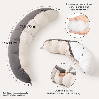 Peallow(Pat. Pend) – Long Round Body Pillow for Adults, Bolster Pillow for Sleeping, Soft and Supportive Pillow for Sleeping & Lumbar Support (Green-White, 29.5")