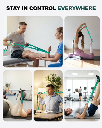 Trideer Non-Elastic Stretching Strap with Loops for Physical Therapy & Rehab, Knee Hip Leg ROM Post-Surgery, Yoga Strap for Stretching, Leg Lifter Strap Mobility Aid, Hamstring Calf Back
