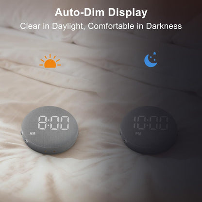 SolaceRise Extra Loud Alarm Clock Vibrating Bed Shaker for Heavy Sleepers | Auto-Dim Digital Clock for Hearing Impaired Deaf - Portable Rechargeable Battery for Bedroom Travel Dorm - Putty