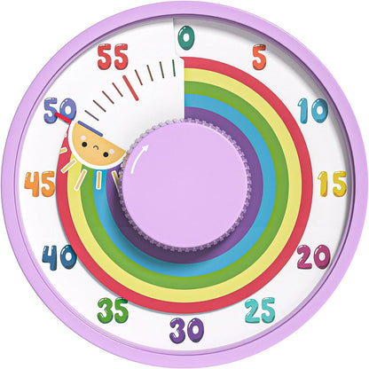 Secura 60-Minute Rainbow Visual Timer 6-Inch Mechanical Countdown Timers for Teaching, Meeting, Cooking, Working - Timer for Kids with Magnetic Backing (Black)