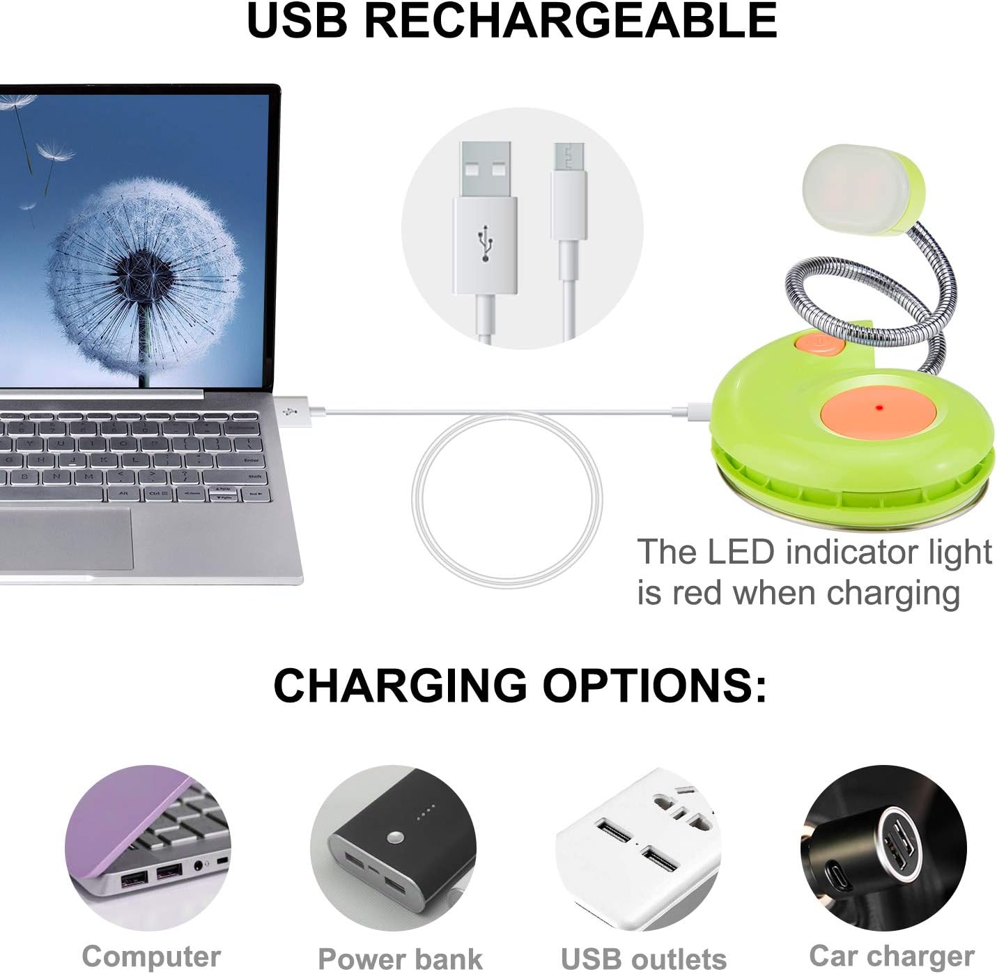 LUXSWAY Rechargeable Reading Light for Kids, LED Book Light with Magnetic Clip and Flexible Gooseneck, Cute Amber Bookmark Light - Violet