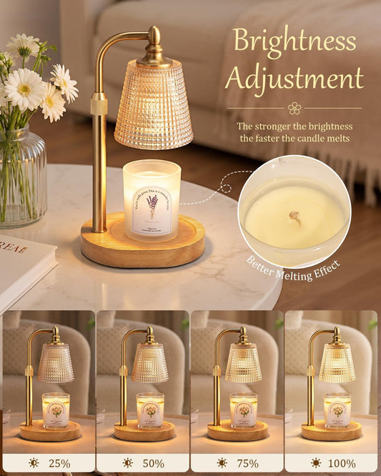 Candle Warmer Lamp with Timer Dimmer, Birthday Gifts for Women Home Decor | Adjustable Height Dimmable,House Warming Gifts for New Home,Vintage Room Decor,Wax Warmer for Scented Jar Candles