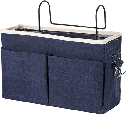 Surblue Bedside Caddy Bedside Storage Bag Hanging Organizer for Bunk, Hospital Beds, Dorm Rooms Bed Rails Camp 4 Pockets and 2 Hooks (Skyblue)