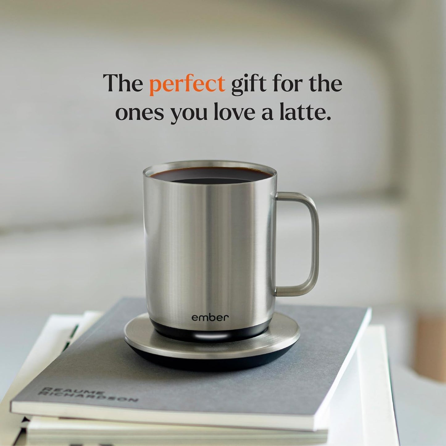 Ember Temperature Control 14oz Smart Mug 2, App-Controlled and Rechargeable Heated Coffee Cup Warmer with Intelligent LED Display, Sage Green.