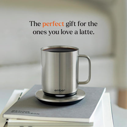 Ember Temperature Control 14oz Smart Mug 2, App-Controlled and Rechargeable Heated Coffee Cup Warmer with Intelligent LED Display, Sage Green.