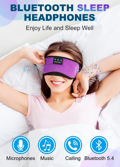 TOPOINT Sleep Mask Headphones Bluetooth Wireless 5.4, Breathable Cotton Eye Mask for Sleeping Side Sleepers Travel Music Headsets with Microphone Handsfree Men Women