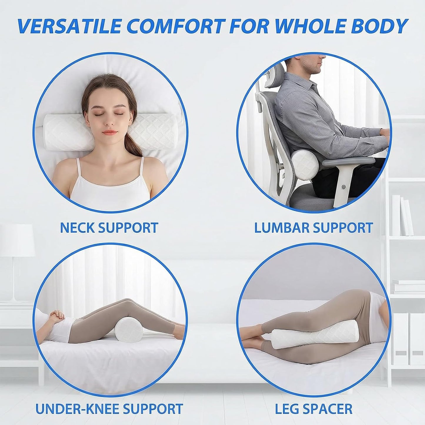 3.1" Small Neck Roll Memory Foam Pillow Cylinder,Detachable Cover | Neck Support Pillows for Sleeping,Comfortable Breathable,Round Bolster Pillow for Bed,Back ,Lumbar Leg and Yoga Pain Relief