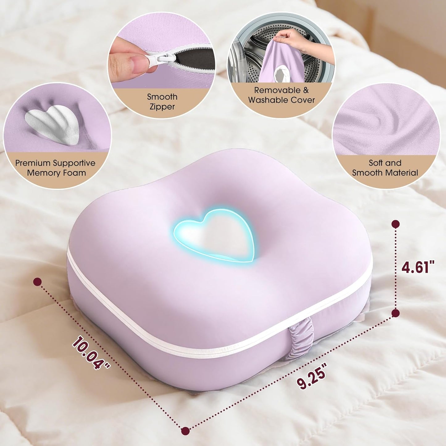 Memory Foam Knee Pillow for Side Sleepers, Supportive Leg Pillow with Heart Cutout Design and Adjustable Strap, Contoured Between Knees Pillow for Side Sleeping, Alignment Support, Gray