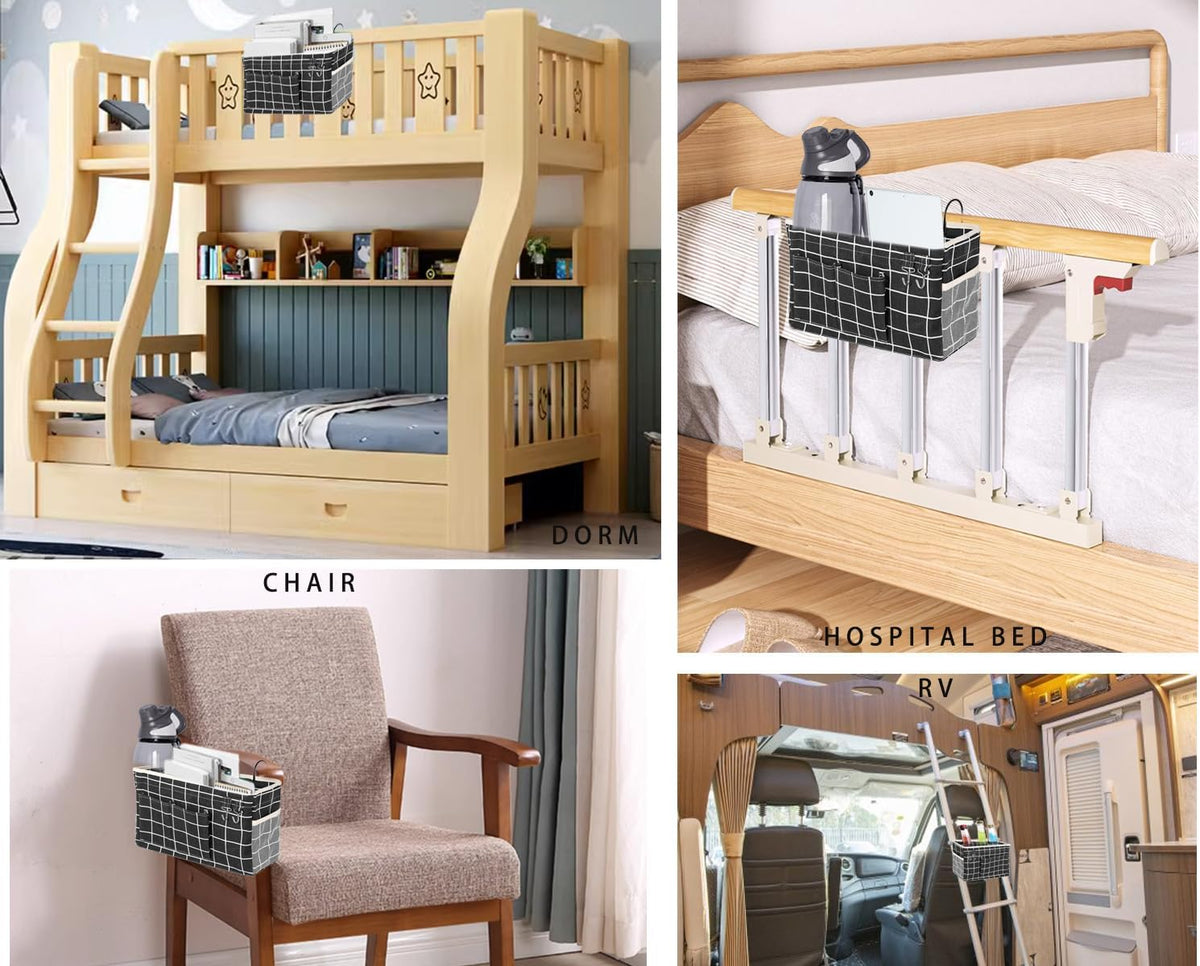 Bunk Bed Organizer, Bedside Caddy Hanging Bed Organizer Storage Bag With Pockets, for College Dorm Rooms Bed, Hospital Bed, Baby Bed Rails,Fishing Chair 14.2 * 4.5 * 7.7inch,Flower