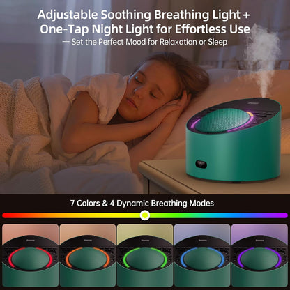 White Noise Machine & Night Light, 12W Powerful Sound Machine with 50+ Natural Sounds, Noise Masking for Snoring, Traffic &Office –Expandable with Aroma Diffuser & Schumann Resonance (Sold Separately)