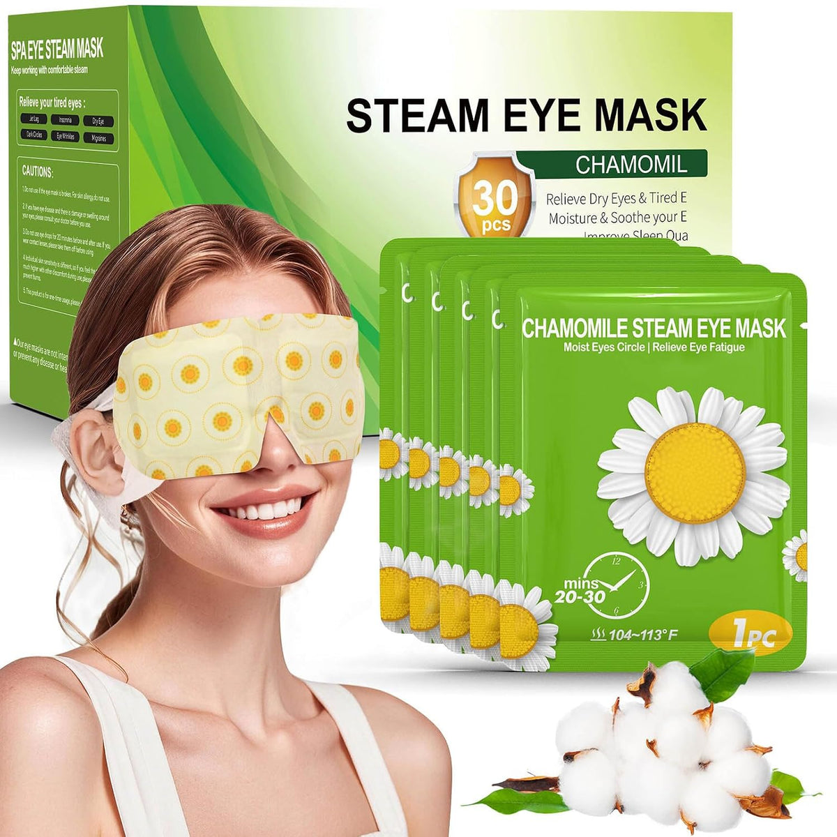 Steam Eye Mask,Warm Eye Compress for Dry Eyes Sleep Mask,Hot Auto Heated Eye Masks Relaxing Items for Women Moist Heat for Eyes Soothing Eye Fatigue,Disposable EyeMask for SPA Essentials