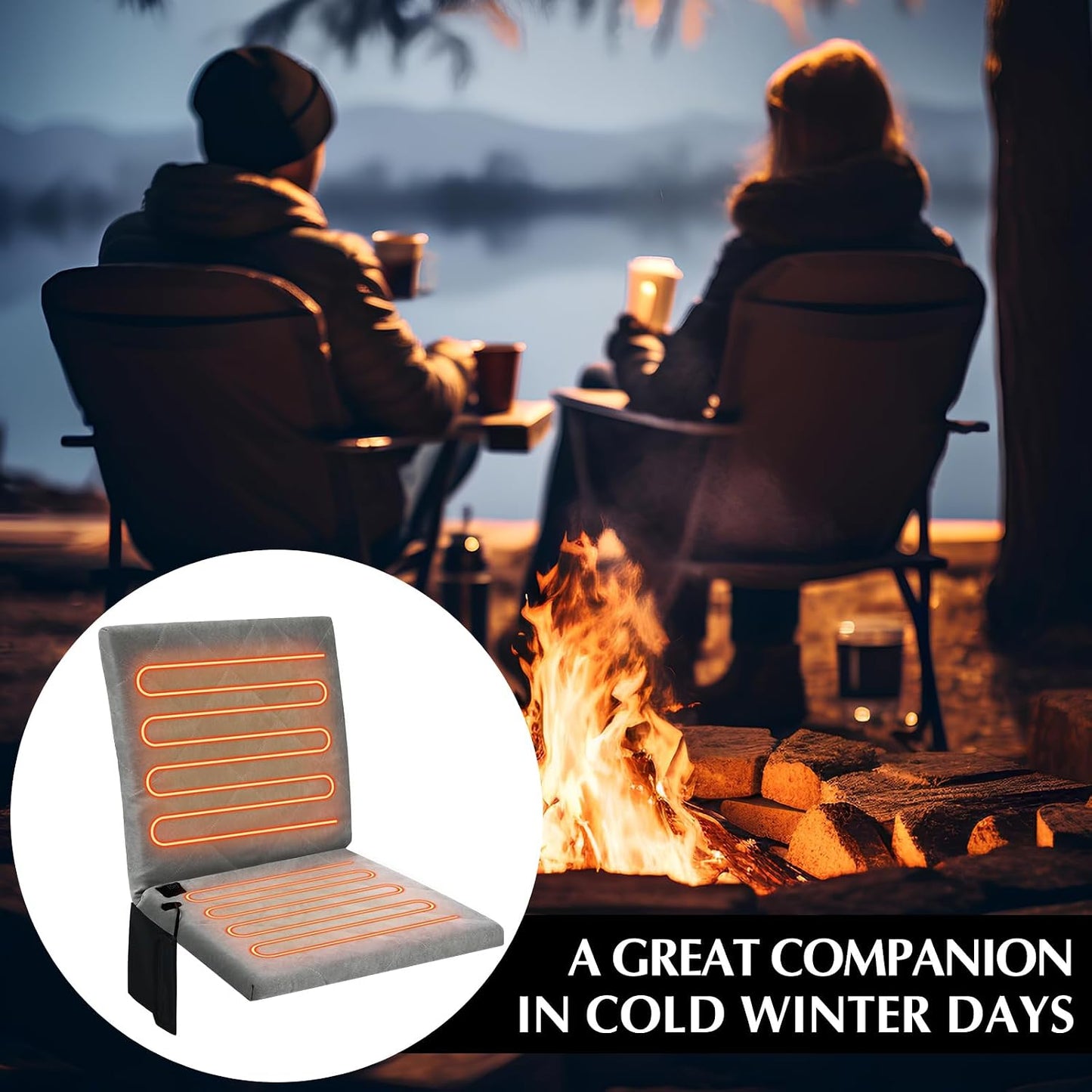 Thyle Portable Heated Seat Cushion for Bleachers Foldable Heating Cushion 3 Mode Adjustable Heated Stadium Chair Bleacher Seat for Bleachers Indoor, Power Bank Not Included
