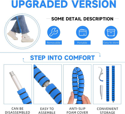 Fanwer Metal Long Shoe Horn with Dressing Stick - Shoe Horn Long Handle for Seniors, Disabled, Elderly | Adjustable Dressing Aid for Post-Surgery, Limited Mobility | Sock Remover & Shoe Helper Tool