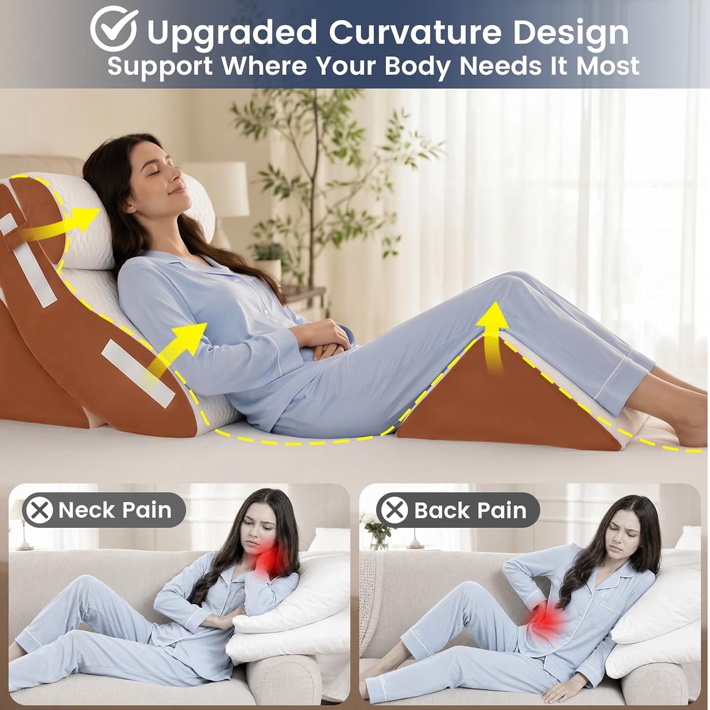 5PCS Wedge Pillow Set for After Surgery, Adjustable Orthopedic Foam Bed Wedge Pillow for Acid Reflux, GERD & Heartburn Relief, Back & Leg Elevation Support for Sleeping & Sitting Up, White Grey