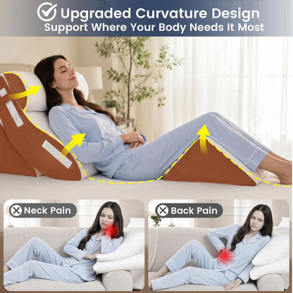 5PCS Wedge Pillow Set for After Surgery, Adjustable Orthopedic Foam Bed Wedge Pillow for Acid Reflux, GERD & Heartburn Relief, Back & Leg Elevation Support for Sleeping & Sitting Up, White Grey