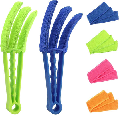 2 Pcs Blind Cleaner Duster Tool | Window Blind Duster Brush with 6 Microfiber Sleeves, Blinds Cleaner Tool for Window Blinds, Car Air Condition, Exhaust Vent