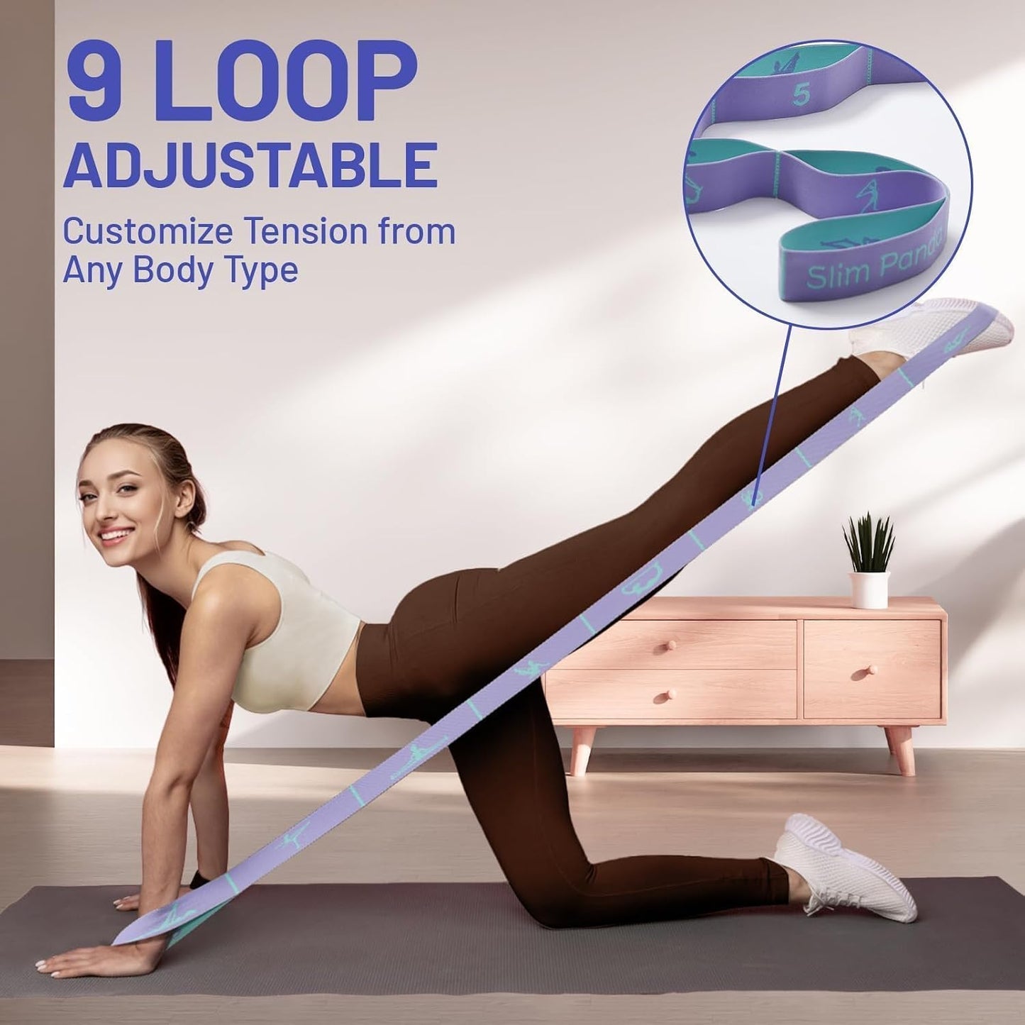 Stretch Strap, Multi-Loop for Physical Therapy,Elastic Yoga Stretching Strap for Dance,Yoga, Pilates & Gymnastics Exercise, Ballet Stretching Band for Flexibility, Leg Stretching