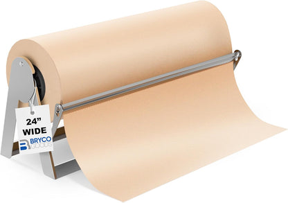Bryco Goods 18 Inch Butcher & Kraft Paper Roll Dispenser and Cutter | Heavy-Duty Steel Frame, Sharp Blade, Wall Mountable, Tabletop, Non-Slip Rubber Feet, One-Hand Operation, Holds 1000ft Rolls