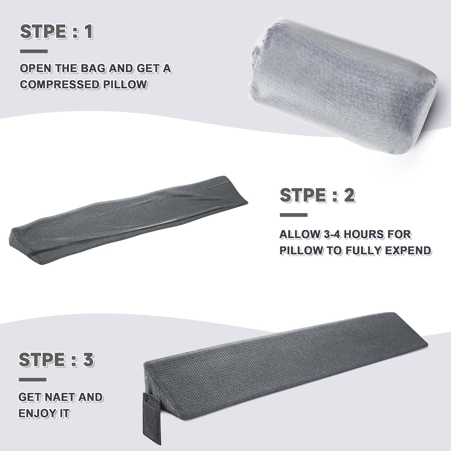 IFNOW Queen Size(60"x6"x10") Bed Wedge Pillow for Headboard, Mattress Gap Filler(0-8"), Bed Wedge for Gap Between Your Headboard and Mattress Dark Grey | High-Density Foam,Fills 0-8"Mattress Gap,Prevents Pillow & Items Falling,Works with Headboard or