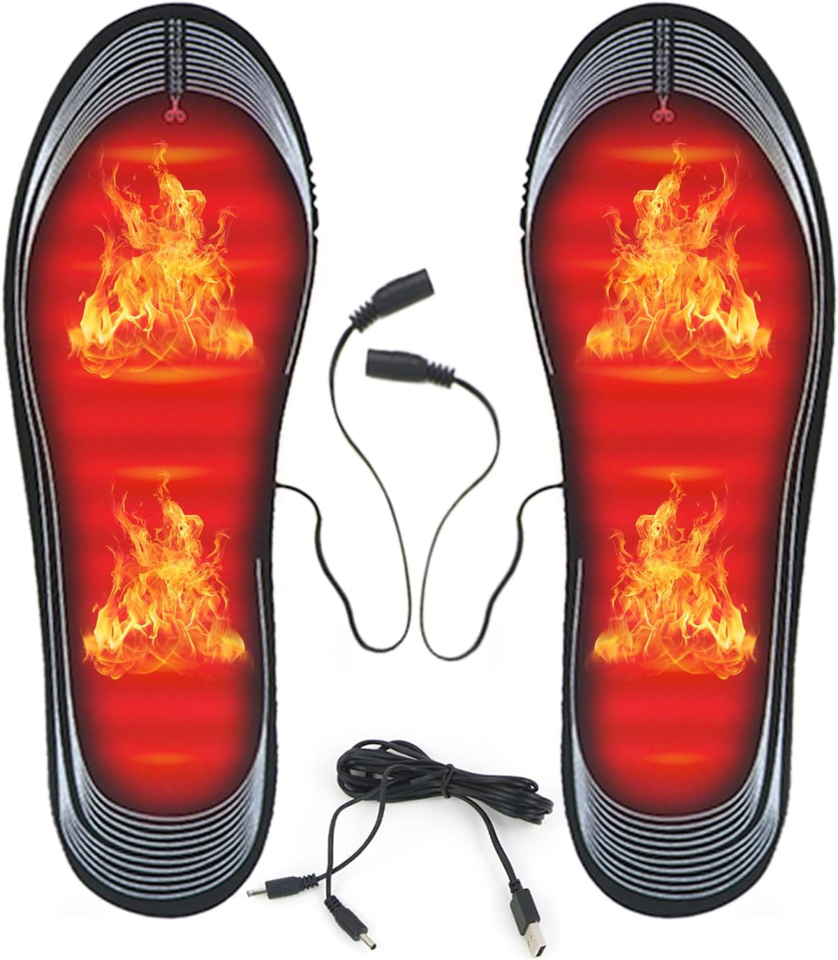 USB Heated Insoles Rechargeable Heating Insoles Multiple Sizes Electric Foot Warmer Mat for Camping, Fishing, Hiking
