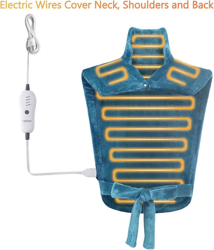 CAROMIO Massaging Heating Pad for Back Pain Relief, Neck and Shoulders