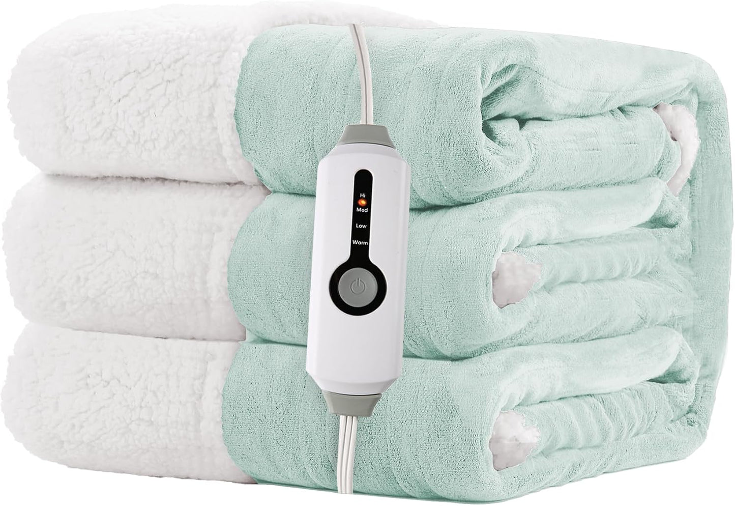 Electric Heated Blanket Full Size 72"x84" – Light Gray | ETL for Safe Overnight, 4 Heat Settings & 10H Auto Off, Dual-Sided Microplush Sherpa for Home Night, Machine washable