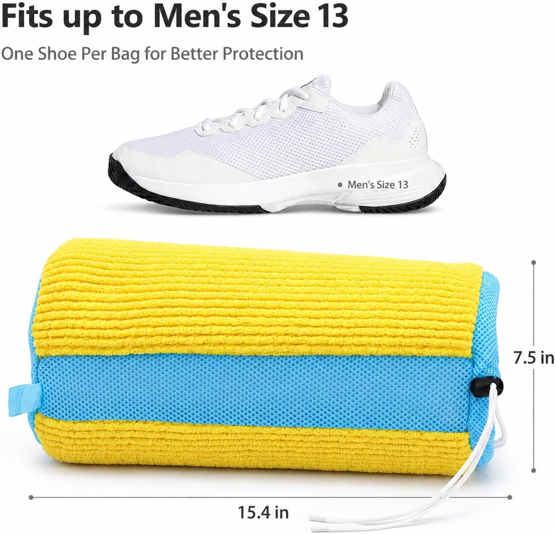 2 Pack Shoe Washing Machine Bags for Sneakers | Dual Drawstrings, Washer & Dryer Safe, Side Mesh Vents, Longer & Denser Plush Fibers for Gentle Cleaning