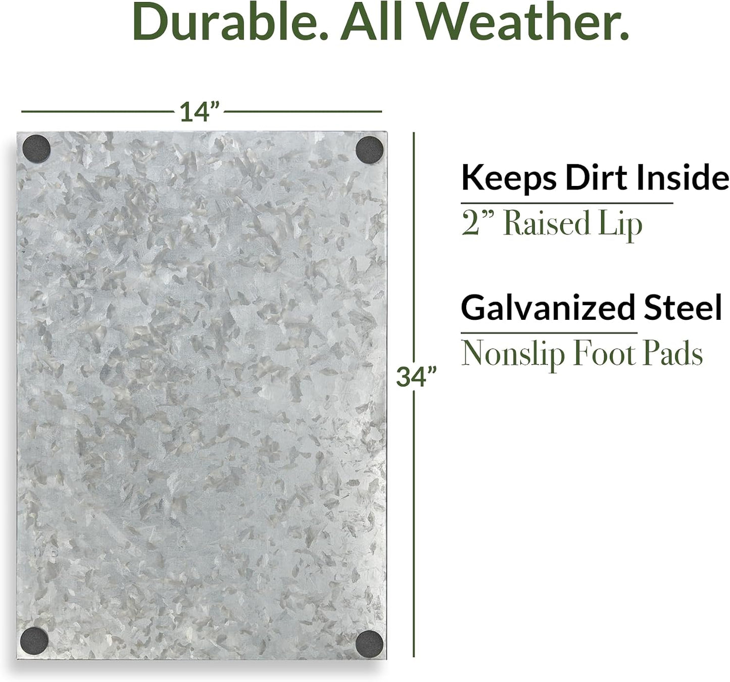 Good Directions 20″ x 14″ Decorative Squares Design Metal Boot Tray – Galvanized Steel with Copper Finish, Multi-Purpose Shoe, Plant & Pet Bowl Tray